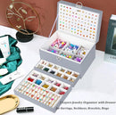 Earring Jewelry Box for Women Girls Stud Organizer, 5 Layers Grey Jewelry Organizer Box With Lock Earring Holder Organizer Ring and Necklace Jewelry Box with Earrings Holder for Women Girls by TinyTreasures Baby Boutique