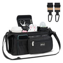 TOPDesign Universal Baby Stroller Organizer, Stroller Caddy with Heightened Insulated Cup Holders & Non-Slip Secure Hooks Accessories, Fits Most Strollers, Machine Washable (Black) by TinyTreasures Baby Boutique