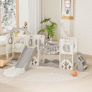 KORIMEFA 11 in 1 Toddler Slide and Swing Set, Kids Slide for Toddlers, Outdoor Indoor Playground for Toddlers 1-3, Toddler PlaySet with Basketball Hoop and Ball Golf Set, Climbing Arch(Grey) by TinyTreasures Baby Boutique