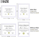 Vittanly 8.5x11 Picture Frames Set of 9, Shatter Resistant Plexiglass, Display 6x8 Pictures with Mat or 8.5x11 without Mat, Photo Frames for Wall or Tabletop, Engineered Wood, White by CozyNest Decor