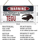 Warning Sign, Tegu Warning Wood Plaque Sign, Funny Door Signs, Decorative Wood Hanging Suspension Plaque, Farmhouse Wooden Wall Decor, Outdoor Hanging Wooden Signs by CozyNest Decor