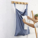 Linen Hanging Laundry Bag, 100% Linen Over The Door Laundry Hamper with Buttons and Zipper, Space Saving Door Hampers for Laundry Dirty Clothes Home Travel, Blue by CozyNest Decor