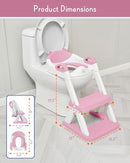 Forbena Girls Potty Training Seat with Step Stool Ladder, Pink Toilet Potty Seat for Baby Girl Toddlers, Kids Chair Stairs with Handles and Soft Cushion (White and Pink) by TinyTreasures Baby Boutique