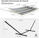 SUNCREAT Double Hammock, Extra Large Quilted Fabric Swing with Hardwood Spreader Bars & Detachable Pillow, Heavy Duty, Perfect for Indoor/Outdoor Patio, Deck, Yard, Blue&Aqua by GreenHaven Gardens