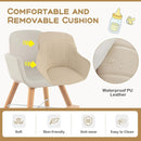 BABY JOY Convertible Baby High Chair, 3 in 1 Wooden Highchair/Booster/Chair with Removable Tray, Adjustable Legs, 5-Point Harness, PU Cushion and Footrest for Baby, Infants, Toddlers (Beige) by TinyTreasures Baby Boutique