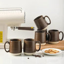 Hasense Porcelain Coffee Mugs Set of 6, 15 Ounce Large Ceramic Coffee Cups Set with Handle for Latte, Tea, Cocoa and Hot Chocolate, Brown Coffee Mugs for Men and Women, Microwave Safe by CozyNest Decor
