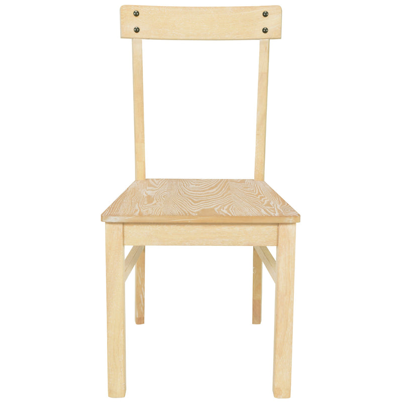 5-Piece Rustic Round Pedestal Extendable Dining Table Set with 15.7" Removable Leaf and Simple Dining Chirs for Small Places, Natural