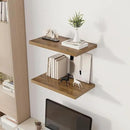 24" Floating Shelves for Wall, 12" Deep Slim Walnut Floating Shelves, Wall-Mounted Shelves for Bedroom, Living Room, Kitchen, Bathroom - Set of 2 by CozyNest Decor