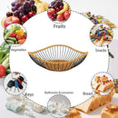 Vine Woven Iron Fruit Bowl, Metal Wire Fruit Basket, Vegetable Drain Basket, Storage Baskets for kitchen counter, countertop,Snacks, Candy, Bread,Cosmetics,Table decorative(10 x 2.95 Inches) by CozyNest Decor