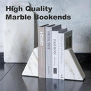 Marble Book Ends White, Heavy Duty Book Ends for Shelves, Decorative Natural Book Stopper，Unique Decorative Bookend for Home Shelves Calacatta Natural Marble Bookend, Set of 2 by CozyNest Decor