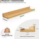 Fun Memories Picture Ledge Shelves Set of 2, 24 Inch Rustic Wall Mounted Floating Shelves with Lip for Home Storage and Décor in Bathroom, Kitchen, Nursery, Bedroom, Living Room, Oak by CozyNest Decor
