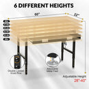 60" Workbench for Garage with Drawers Rubberwood Tabletop Work Table with Pegboard, Power Outlets Adjustable Height Work Bench for Office, Woodworking Shop, Home by GreenHaven Gardens