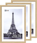 VCK 20x30 Oak Wood Frame for Poster & Picture, Natural Solid Wood Photo Frames 3 Pack, Wall Mounting Hanging by CozyNest Decor