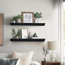 24"x6.8"x1.6" Slanted Floating Wall Shelves 2-Pack - Rustic Black Finish, Heavy-Duty Solid Wood Design with Hidden Brackets - Perfect for Living Room, Kitchen, Bathroom, or Office by CozyNest Decor