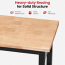 Work Bench with Double Layers 60 x 22 Inch Heavy Duty Rubberwood Tabletop Work Table Adjustable Height Workbench with Wheels, Sided Pegboard, Power Outlets for Garage Home Office by GreenHaven Gardens