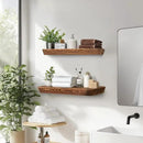 16"x6.8"x1.6" Slanted Floating Wall Shelves 2-Pack - Rustic Brown Finish, Heavy-Duty Solid Wood Design with Hidden Brackets - Perfect for Living Room, Kitchen, Bathroom, or Office by CozyNest Decor