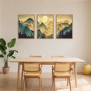 Celestdeco Mountains Forests Framed Canvas Wall Art Set, Abstract Sun Woodland Painting, Boho Scenery Sun Wall Decor, Natural Woodgrain Art Print for Living Room, Bedroom, Dining Room, Office - 16"x24"x3 by CozyNest Decor