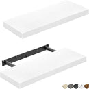 QEEIG Floating Shelves for Wall Bathroom Shelf Bedroom Kitchen Living Room Farmhouse Small Book Shelf 16 inch Set of 2, White (015-W2) by CozyNest Decor