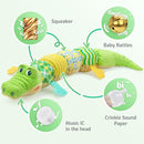 Sumobaby Baby Toys Musical Crocodile, Stuffed Animal Activity Soft Toys with Teether,Multi-Sensory Crinkle, Rattle and Textures, for Tummy Time Baby Toys 0 to 12 Months Boys, Girls, Alligator (Green) by TinyTreasures Baby Boutique