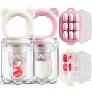 Bear Baby Fruit Food Feeder & Mini Freezer Nibble Tray Combo, 2 Pack Breastmilk Popsicle Molds for Baby Teething Relief, BPA Free Silicone Feeder for Safe Infant Self Feeding, Dishwasher Safe by TinyTreasures Baby Boutique