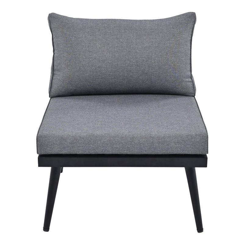 6-Piece Outdoor Sectional Sofa Set with Round Nesting Coffee Tables and Seating Sofa with Cushions for Patio, Porch and Garden (Grey)