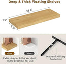 24 x 9 Floating Shelves, 9 Inch Deep Floating Shelf Wall Mounted, 24 Inch Bathroom Shelves Set of 2, Rustic Wood Wall Shelf for Bedroom, Living Room, Oak Color by CozyNest Decor