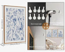SIGNINART Classic Chinoiserie Botanical Framed Canvas Wall Art, Blue and White Floral Wall Decor, Minimalist Flower Artwork, Navy Blue Wildflower Art Painting for Bedroom Living Room Office 24"x36"x3 by CozyNest Decor