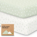 KeaBabies 2-Pack Organic Crib Sheets for Boys, Girls - 52x28 Fitted Crib Mattress Sheet Neutral, Breathable Jersey Cotton Cover for Baby Bed, Toddler Mattress, Soft & Cute Prints (Herb) by TinyTreasures Baby Boutique
