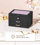 Black Jewelry Box Organizer: Home Decor for Women - 2-Drawer Holder for Valentine’s Day Birthday Christmas Black Grey-Purple by TinyTreasures Baby Boutique
