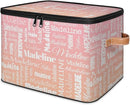 Custom Storage Basket with Name, Personalized Storage Bins with Zipper Lid, Foldable Fabric Storage Box Large capacity with Handle Pink Orange by TinyTreasures Baby Boutique