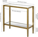Henn&Hart 24" Wide Rectangular Side Table with Glass Shelf in Antique Brass, Table for Living Room, Bedroom by CozyNest Decor