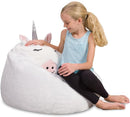 Posh Creations Cute Soft and Comfy Bean Bag Chair for Kids, Large, Animal - White Unicorn by TinyTreasures Baby Boutique