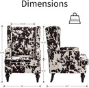 Mid-Century Accent Chair, Upholstered Arm Chair Linen Fabric Side Chair with High Back Solid Wooden Legs, Comfy Reading Chair for Living Room Bedroom, Milk Cow by CozyNest Decor