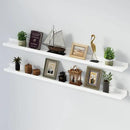 SAUMONIERES Picture Ledge Shelf Floating Book Shelves Set of 2 Wall Mounted Solid Wood for Bedroom Bathroom Living Room Kitchen, 55 Inch White by CozyNest Decor