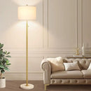 【Upgraded】Dimmable Gold Floor Lamps for Living Room, 11W LED Bulb Included, Modern Standing Lamp with Marble Base, Tall Pole Light with White Linen Shade for Bedroom Reading Office Corner Nursery by CozyNest Decor