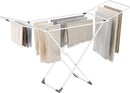SONGMICS Clothes Drying Rack, Metal Laundry Drying Rack, Foldable, Space-Saving, Free-Standing Airer, with 2 Gullwings, Indoor Outdoor Use, Bed Linen Clothing, White ULLR540W01 by TinyTreasures Baby Boutique
