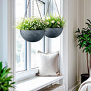 Marble Pattern 10 Inch Hanging Planter for Indoor Outdoor Plants, 2 Pack Hanging Planter Basket for Garden Home Decor Use (Gray) by GreenHaven Gardens