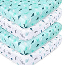 Crib Sheets for Boys or Girls 4-Pack, Fitted Crib Sheet 52'' x 28'' for Standard Crib & Toddler Mattress, Soft and Breathable Material, Baby Crib Sheets Neutral, Aqua by TinyTreasures Baby Boutique