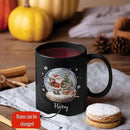 Custom Snow Ball Design Mug With Name, Personalized Black Cup 11oz 15oz, Snow Ball With Santa Claus And Christmas Tree Inside Design, Customized Christmas Themed Coffee Cup by CozyNest Decor