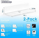 OAPRIRE Clear Acrylic Floating Shelves Set of 2 - Easily Expand Wall Space - 12 Inch Small Wall Shelf with Strong Adhesive for Bathroom, Bedroom, etc by CozyNest Decor