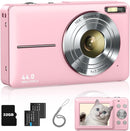 Digital Camera, FHD 1080P Point and Shoot Kids Camera, with 32GB Card, 2 Batteries, 16X Zoom Anti Shake Date Stamp, Compact Portable Small, for Starter Kid Children Teen Student Girl Boy(Pink) by TinyTreasures Baby Boutique