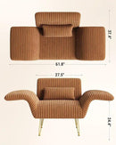 Txtin's Comfy Accent Chair Reading Chair for Bedroom Cozy Wing Arm Living Room Single Sofa Chair with Angle Adjustable Arms Brown Corduroy Easy Assembly by CozyNest Decor