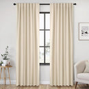 ANRODUO Back Tab Blackout Curtains for Bedroom Living Room, Rod Pocket Pinch Pleated Thermal Insulated Room Darkening Curtains 90 Inches Long 2 Panels, Cream Beige, 52 x 90 Inch by TinyTreasures Baby Boutique
