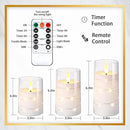 NURADA Flickering Flameless Candles: Built-in Star String Lights Acrylic 3D Wick Battery Operated LED Pillar Candles with Remote and Timer for Romantic Mood Home Decoration - 3 Pack Pure White by CozyNest Decor
