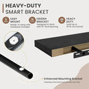 48 Inch Floating Shelves, 8 Inch Deep Floating Shelves for Wall, Hanging Shelf with Invisible Brackets, Deep Shelves for Bathroom, Bedroom, Living Room, Black, Set of 1 by CozyNest Decor