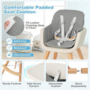 HONEY JOY High Chair, 3-in-1 Eat & Grow Wooden Highchair/Toddler Chair with Removable Tray, 5-Point Harness, PU Cushion and Footrest for Baby, High Chair for Babies and Toddlers(Gray) by TinyTreasures Baby Boutique