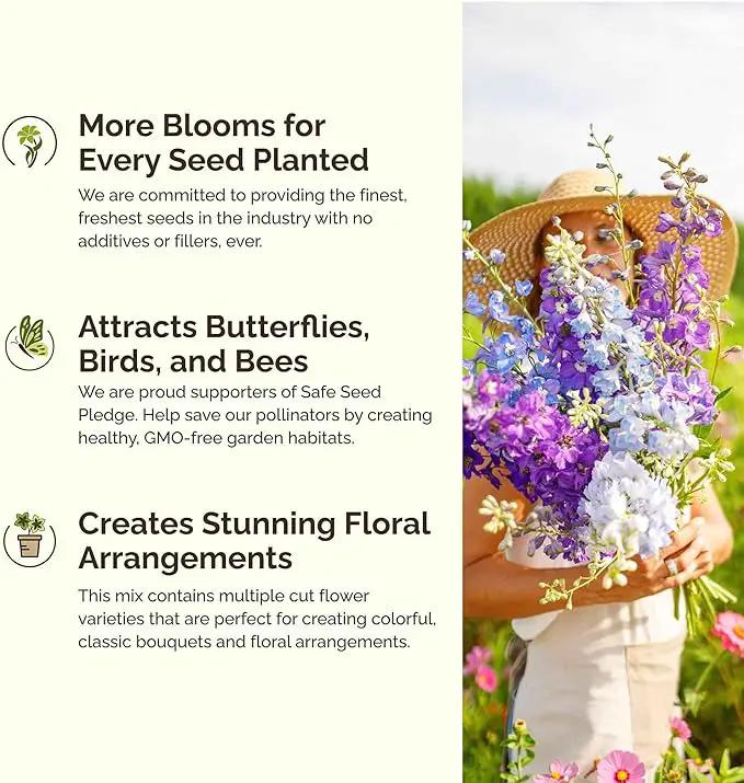 Eden Brothers Fairytale Flower Mixed Seeds for Planting, 1 lb, 480,000+ Seeds with Calendula, Cosmos Dazzler, Cornflower | Attracts Pollinators, Plant in Spring or Fall, Zones 3, 4, 5, 6, 7, 8, 9, 10, photo 4 of 6