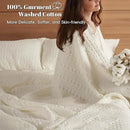 PHF 100% Cotton Waffle Weave Blanket Queen Size, Soft Lightweight Breathable Cozy Summer Blankets for Bed, Luxury Aesthetic Woven Bedding for Home Decor, 90"x90", Ivory by CozyNest Decor