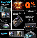 Eagle i15 ProMax Real 4k30FPS 20MP WiFi Action Camera Touch Screen EIS Stabilization Dual Screens Underwater Waterproof Sports Camera, 2 Batteries, Dock, External Microphone, Accessories Kit by TinyTreasures Baby Boutique