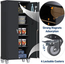 Garage Storage Cabinet with Wheels & Pegboard, 72" H Locking Metal Storage Cabinet with Doors and 4 Adjustable Shelves for Garage Workshop Home, Assembly Required, Black by GreenHaven Gardens